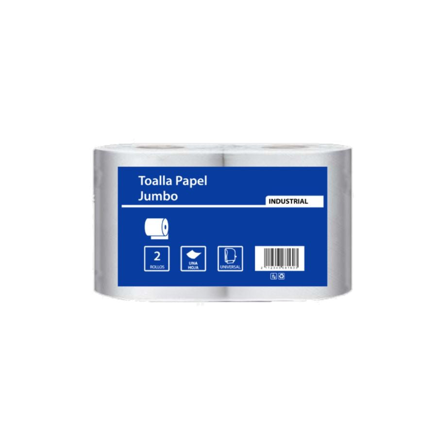 Toalla de Papel Jumbo. 200 mts 2 rollos x pack. Industrial Económica
